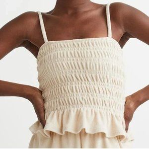 H&M Cream Ruched Blouse